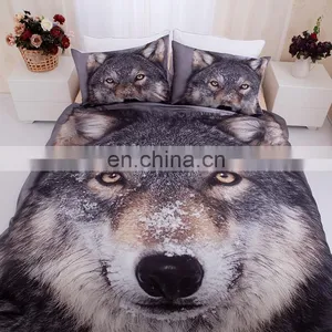 Home Textile 100% Polyester Animal Style 4 Piece Digital Wolf 3D Bedding Duvet Cover Set thumbnail-1