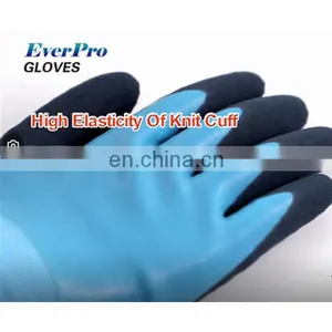Blue Aqua Waterproof Fully Latex Coated Nylon Safety Work Gloves thumbnail-3