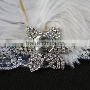 Wholesale Handmade Halloween Flapper Sequin Headpiece White Feather Headband Quality Choice thumbnail-5