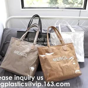 Reusable Promotional Green Tyvek Shopping Tote BagWaterproof Washable Eco k Handy Makeup Cosmetic Clutch Bag Cases thumbnail-1