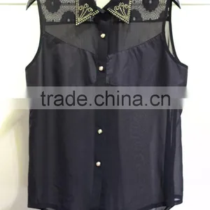 Black Chiffon With Embroidery Lace for Ladies thumbnail-1