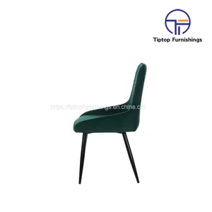 Tiptop Hot Sale New Design Luxury Green Linen Fabric Beach Wood Legs Leisure Chair For Dininig thumbnail-4