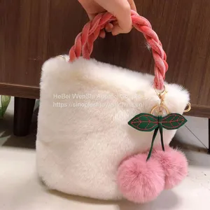 009 Autumn New Lovely Cherry Girl Plush Handbag Female Plush Autumn/Winter Shoulder Crossbody Bag Fashion Small Bag thumbnail-1