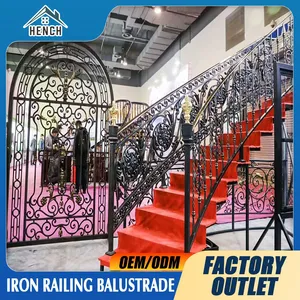 Custom Luxury Wrought Iron Railing Balcony Balustrades Stair Fence Design thumbnail-4