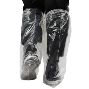 High-Top Disposable Rain Shoe Covers Non-Slip Over-The-Knee Plastic Foot Protective Boot Covers Cycling Rain-Proof for Wholesale thumbnail-5