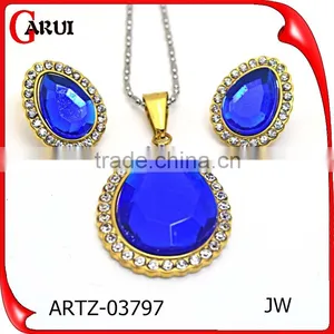 Charm Big Different Color Rhinestone Fashion Jewelry Set thumbnail-3