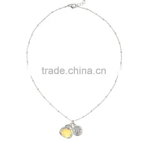 Korea Chains Jewelry Yellow Crystal Cucurbit Metal Engrave Pendant Necklace thumbnail-1