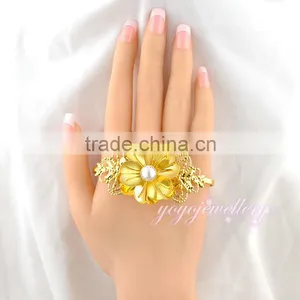 Flower Pearl Ladies Model Women Hand Palm Bracelet thumbnail-2