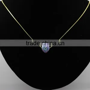 10mm Opal Heart Sterling Silver Heart Opal Necklace/ Synthetic Opal/ Heart Opal Charms thumbnail-5