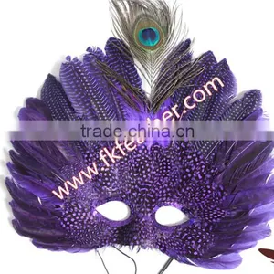 Natural Craft Purple Spot Feather Mask Halloween Decorations thumbnail-1