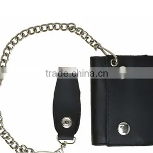 Trifold New RFID Blocking Leather Biker Wallet Chain ID Card Holder Button Closure thumbnail-2