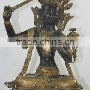 Collect Tibet Antique Bronze MANJUSHRI Buddha Statue thumbnail-1