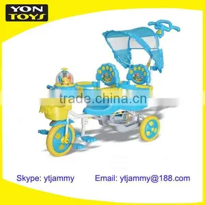3 Wheels Hand Pushing Two Seat Twin Tricycle thumbnail-1