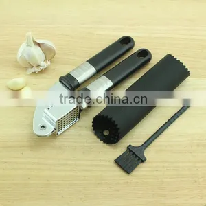 Kitchen Stainless Steel Professional Garlic Press With Cleaning Brush Set thumbnail-1
