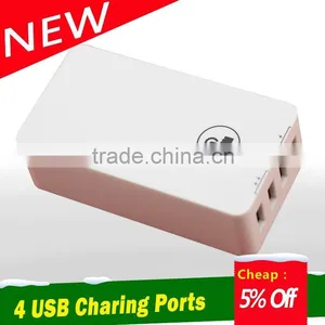Tablet Use and Electric Type 4 Port USB Charger With LED Switch Button thumbnail-1