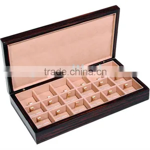 Wholesale Matt Ebony Finish 18 Pair Wooden Cufflink Case thumbnail-1