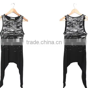 Asymmetric Cut Printed Fashion Korean Ladies Tops Latest Design 2016 thumbnail-5