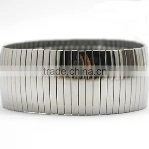 High Polished Silver Stretchy Claw Chain Elastic Stainless Steel Bracelet thumbnail-3