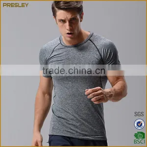 2016 Custom Design 100% Cotton Men's Heather Plain Round Neck Sports T Shirt thumbnail-2