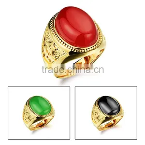 Copper Gold Plated Jewelry Stone Agate Ring Model Woman thumbnail-3