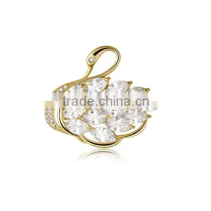 Platinum Plated Designer Swan Brooch With AAA+ Cubic Zircon Micro Pave Setting for Women and Men thumbnail-1
