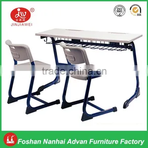 High Quality Plastic Europe Style Study Ergonomic Double Student Desk and Chair School Sets thumbnail-1
