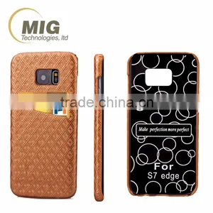 Diamond Pattern Oil Side Skin Leather PC Hard Case With Card Slot for IPhone 6S 4.7 5.5 Phone Case thumbnail-4