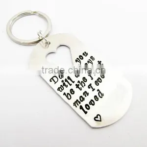 Personalized Father's Dog Tag Keychain With Stamped Logo thumbnail-1