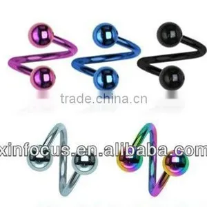 TITANIUM TWIST BELLY NAVEL RING ANODIZED SPIRAL 14G &Body Jewelry Shop Wholesale Jewelry thumbnail-1