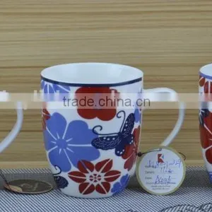14OZ Flower With Dot Design Decal Printed Coffee Cups, Shiny Surface Porcelain Mug, KL5001-A403 thumbnail-6