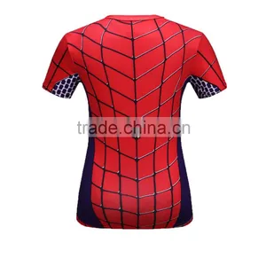 Women Superhero Comics Casual Cycling T Shirts Short Sleeve Jersey Compression Tight Tee thumbnail-3