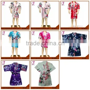 2313 Wholesale Children Peacock Pattern Satin Robe thumbnail-6