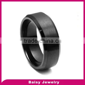 Popular Style 8MM High Polish Matte Finish Men's Black Tungsten Ring thumbnail-1