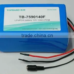 2012 New LiFePO4 Battery TB-7590140F 12V 12AH With PCM Used for Robots thumbnail-1