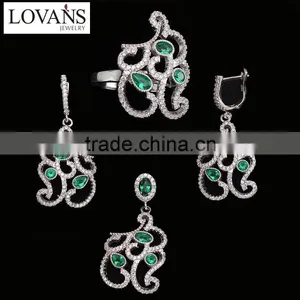 925 Silver Jewelry Wholesale Amethyst Earrings Zircon Jewelry Set Heart TZ-0169 thumbnail-3