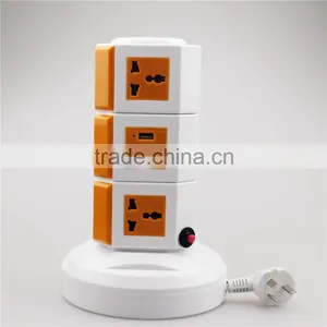 ME-S3 Three Layers Overload Protection Vertical Rotary Socket With 5 Meters Line 2 USB thumbnail-2