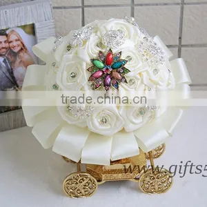 White Fabric Wedding Bouquet,Brooch Bouquet for Romantic Wedding thumbnail-3