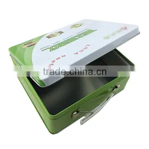 Recyclable Feature Handled Rectangle Tin Bluetooth Lock Box thumbnail-2