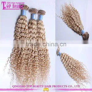 Wholesale Cheap High Quality Long Curly Hair Weave 100% Virgin Indian Human Hair 613 Blonde Hair Weave thumbnail-1