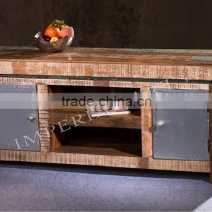 Antique Recycled Wood 2 Door TV Cabinet thumbnail-1
