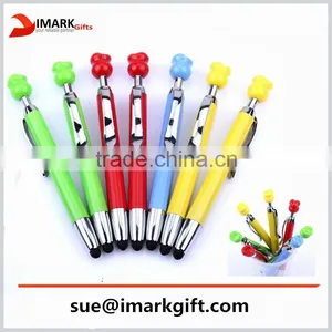 Short Promotional Stylus Ball Pen Screen Touch Pen With Rose Flower Shaped Click Top thumbnail-1
