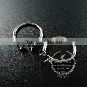 925 Solid Sterling Silver Pearl Bezel Ring Adjustable Ring DIY Supplies Jewelry Findings 1212021 thumbnail-1