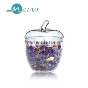 Wholesale 250ml Apple Shape Glass Jar Storage Jar Handmade Heat Resistant Glassware QM087 thumbnail-1