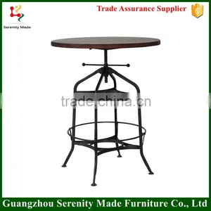 Modern Industrial Adjustable Height Wooden Coffee Table thumbnail-1