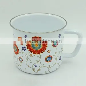 2016 New Flower Printing Carbon Steel Custom Made Enamel Camping Mug thumbnail-3