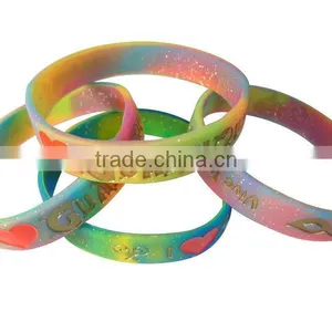 Rainbow Colorful Candy Power Band Wholesale Silicone Love Link Bracelet thumbnail-1