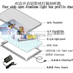 China Aluminum Factory High Quality Four Side Open Aluminum Light Box Profile thumbnail-3