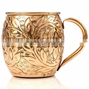 New Design Aarrival......16oz Moscow Mule Copper Mug, Solid Copper Mug Embossed Design thumbnail-2