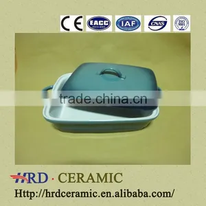 Porcelain Ovenware With Handles Square Shape Ceramic Bakeware With Lid thumbnail-1