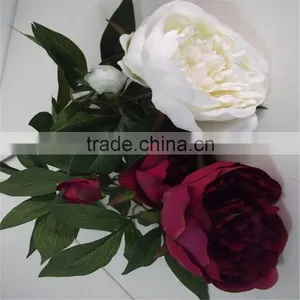 SJ20170060 Artificial White Silk Fabric Peony Flower for Indoor Decoration thumbnail-2